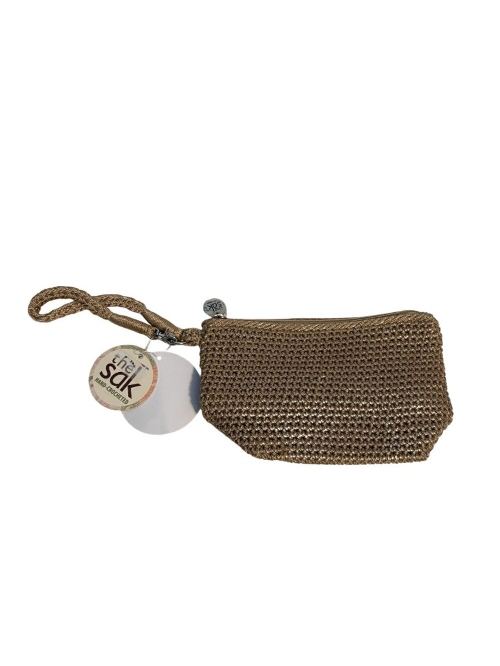 The Sak Tan Hand Crocheted Palm Spring Small Cosmetic Case Wristlet Bag NWT